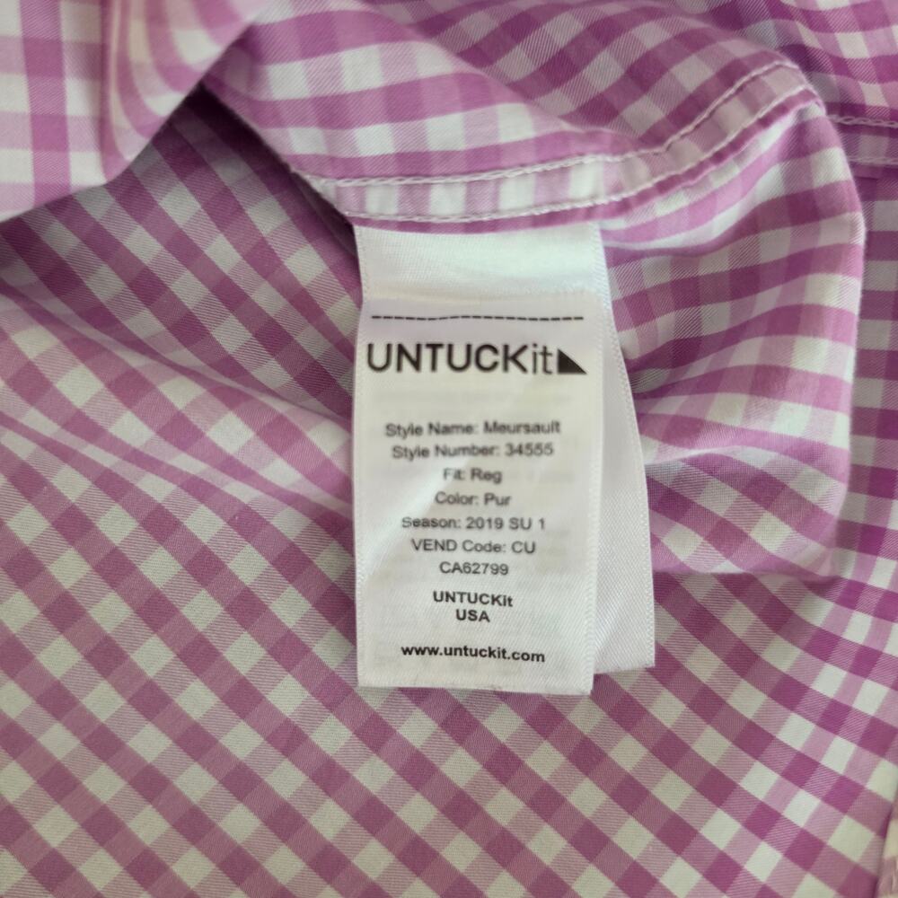 UNTUCKit Men's Large Purple Gingham Button-Down Shirt - Picture 8 of 10